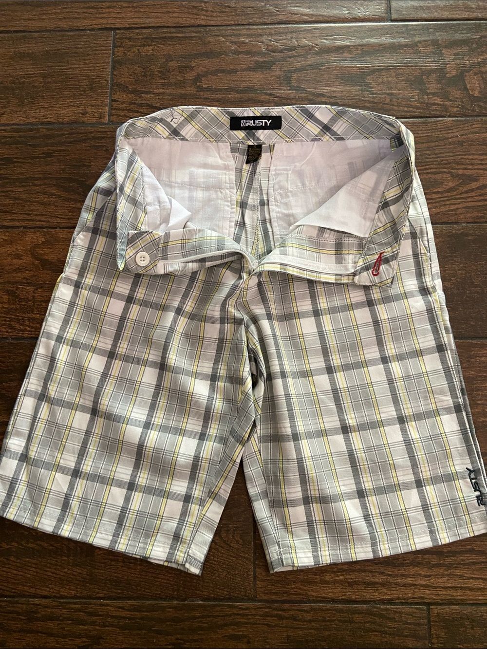 Rusty Men’s Plaid Gray and Yellow Shorts